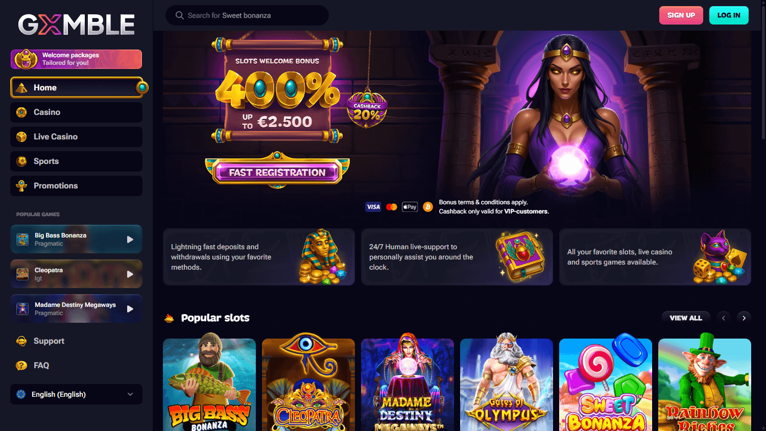 Gxmble Casino Skärmdump för dator